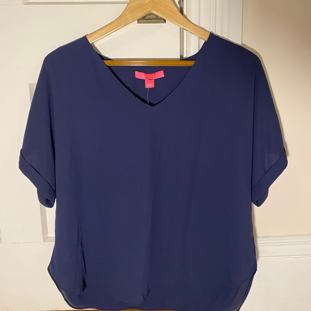 Lilly Pulitzer Blue Boxy Blouse Relaxed Fit